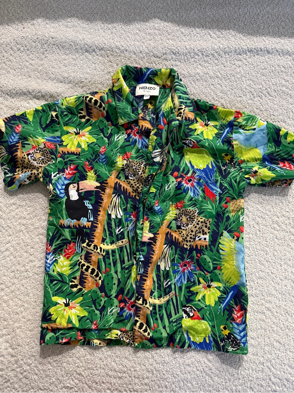Kenzo Kids Multicolor Tropical Print Button-Down Shirt